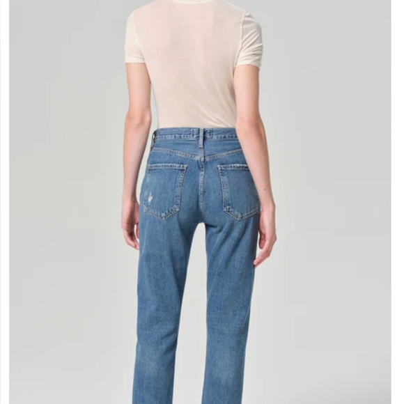 Agolde Riley high rise straight cropped jeans distressed - size 26 - Picture 2 of 7